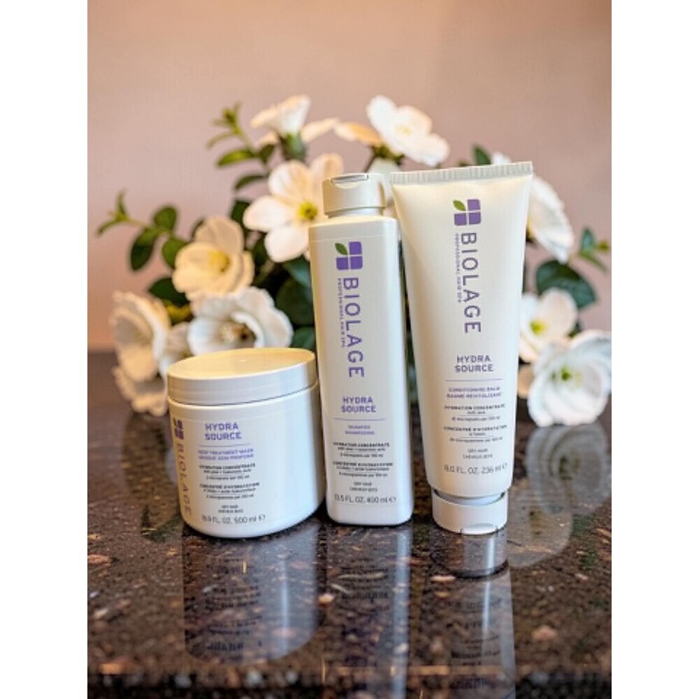 Biolage Hydra Source Shampoo 13.5 oz Conditioning Balm 8 oz Mask 16.9 oz Trio